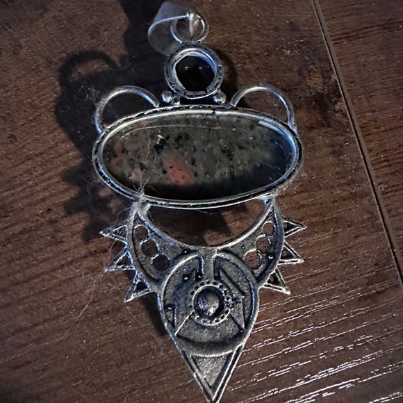 Gemstone pendant - Unakite onyx and turquoise - Picture 2 of 2